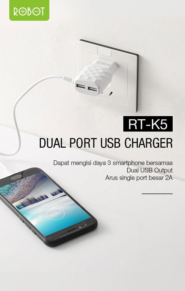 Charger Robot RT-K5 dual port usb charger