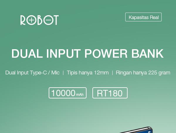 Powerbank Robot RT180 Dual Input Powerbank