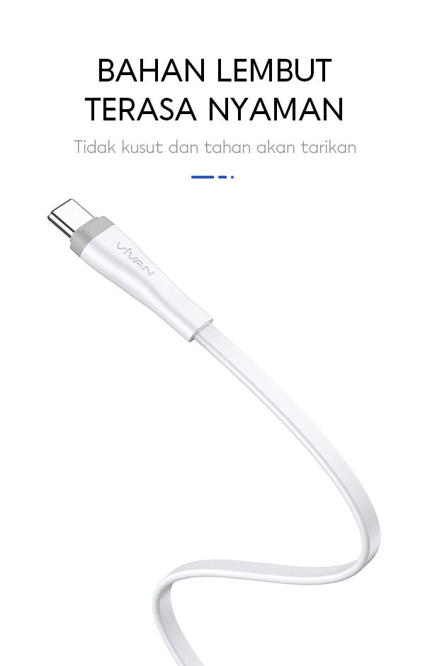 Kabel ini mempunyai fitur 2 in 1 memungkinkan pengisian daya dan transmisi data bersamaan