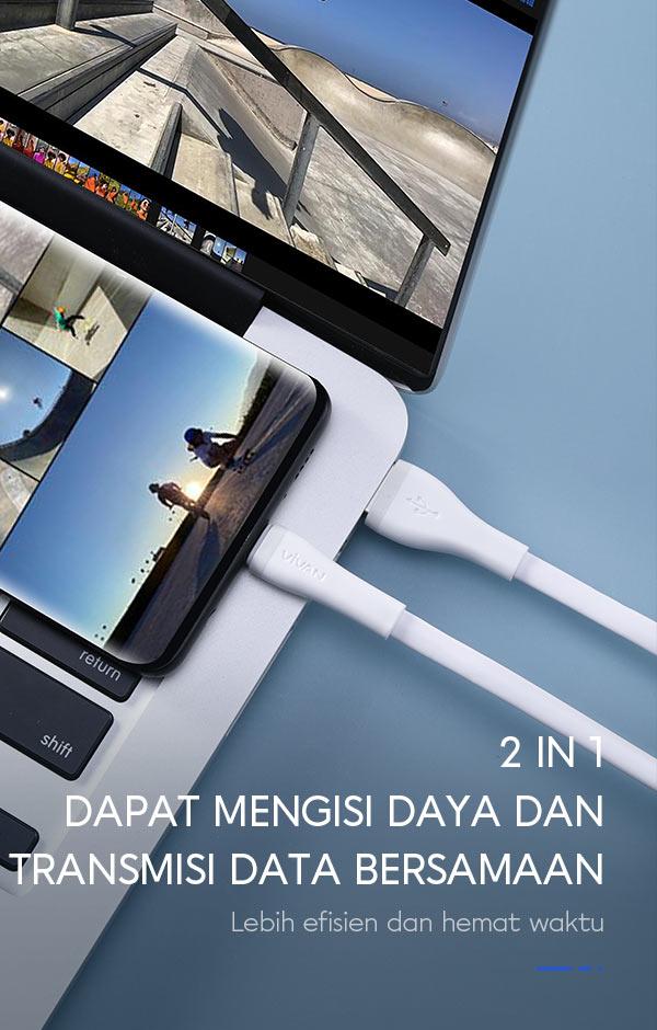 vivan sm100s 2A dilengkapi dengan tali kabel silicon