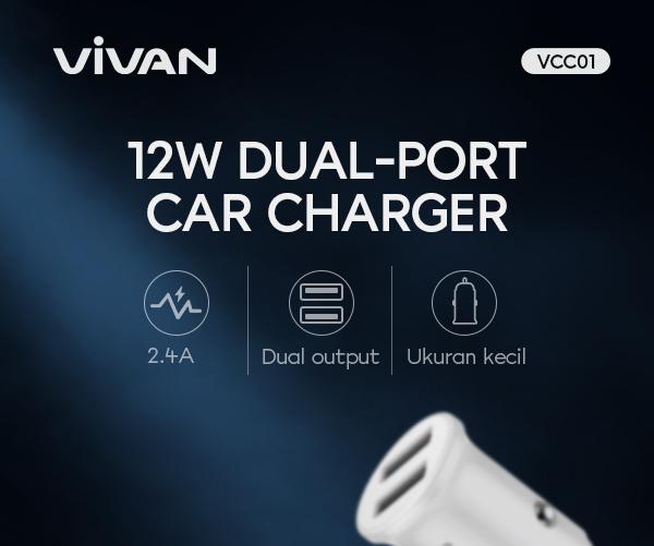 Charger mobil vivan vcc01 12w dual-port car charger