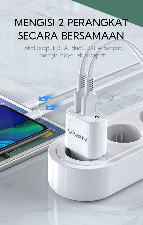 VIVAN VP01 Dual USB-A Output 3.1A Max