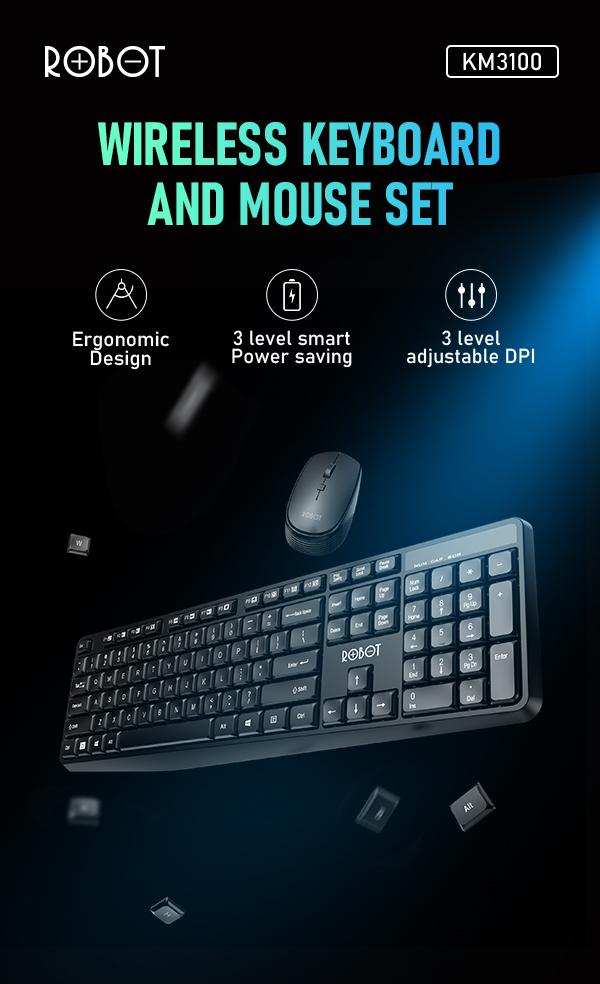 Keyboard & Mouse Robot KM3100 wireless keyboard and mouse set