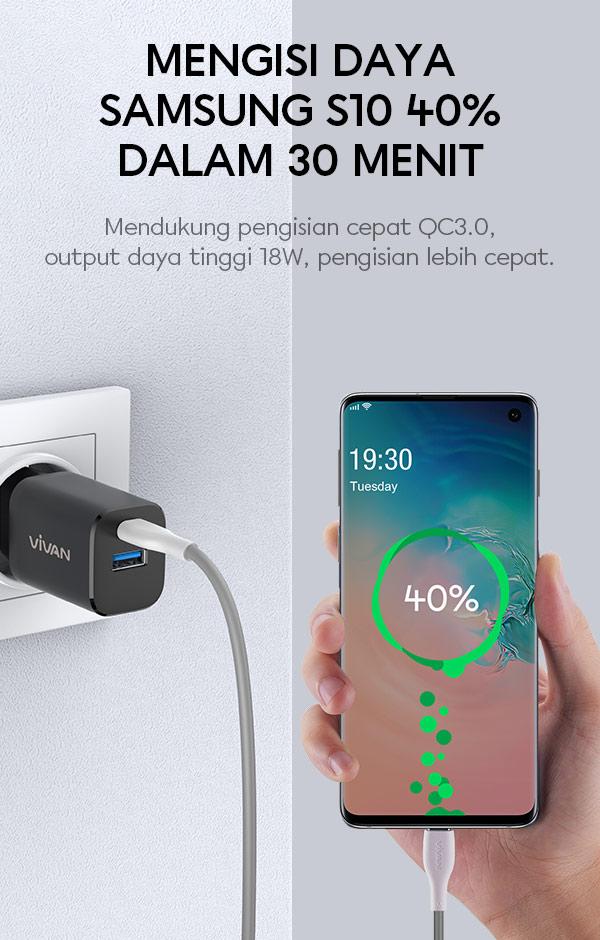 Charger Vivan Power Super30 30W Mengisi Daya Iphone 13Pro 50% Dalam 30 Menit