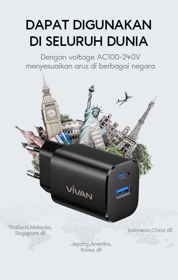 Charger Vivan Power Super30 30W Perlindungan Ganda