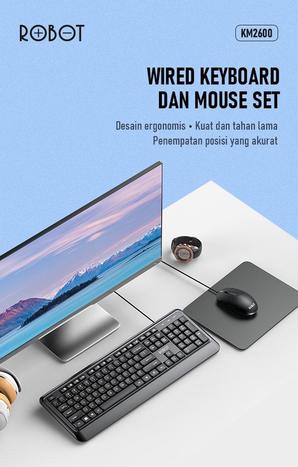 Mouse & Keyboard Robot KM2600 wired keyboard dan mouse set