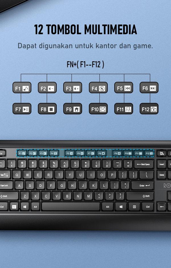 Mouse & Keyboard Robot KM2600 12 tombol multimedia