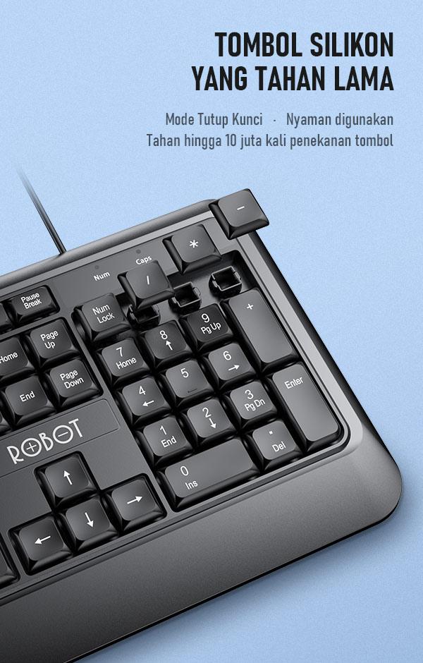 Mouse & Keyboard Robot KM2600 tombol silikon yang tahan lama