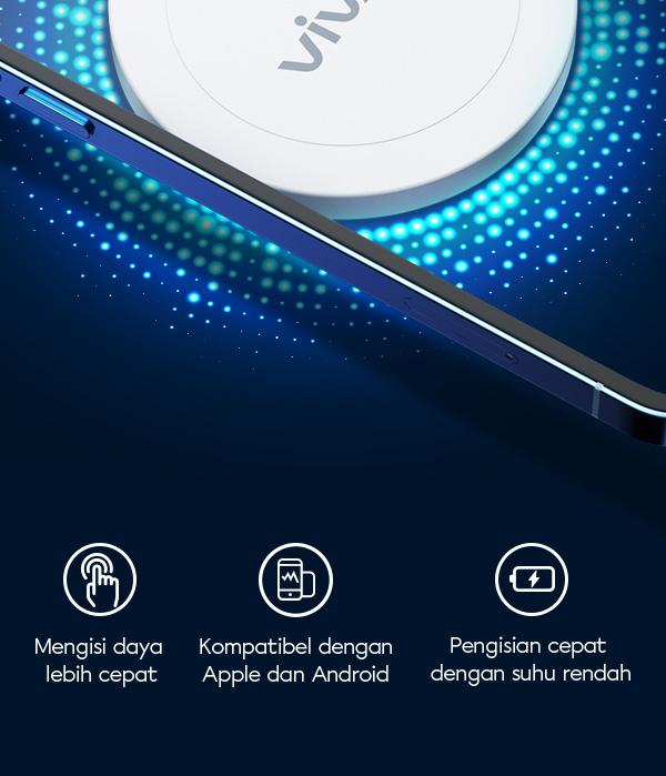 vivan vwc03 mendukung pengisian nirkabel 7.5W/5W/10W kompatibel dengan ponsel apple dan android 