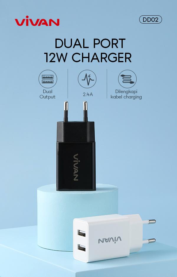 charger vivan dd02 dual port 12W charger 