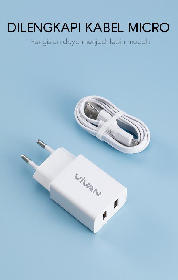 charger vivan dd02 dilengkapi kabel micro