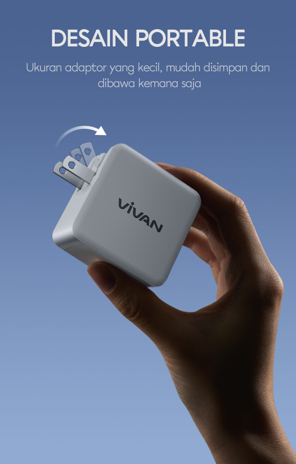 Adaptor Vivan GaN02S desain portable