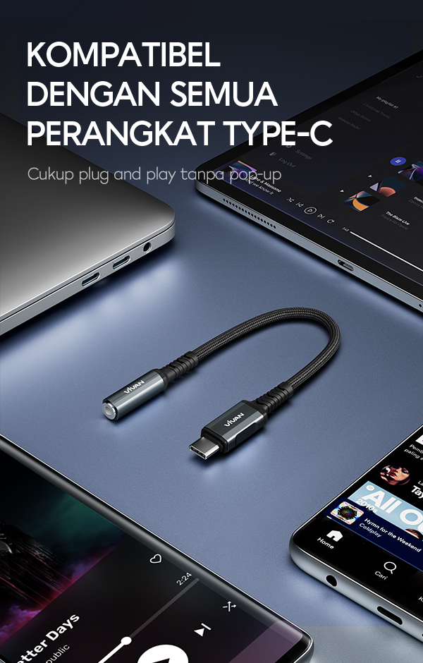 Kabel Aux Vivan VAC01 Kompatibel dengan semua perangkat Type-C