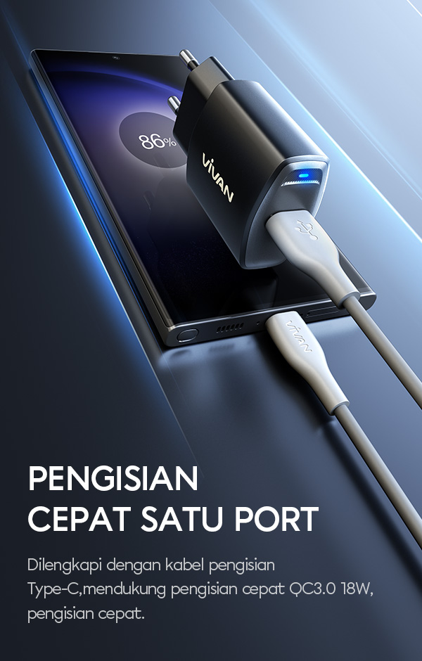 charger vivan oval3c di lengkapi dengan kabel pengisian type c