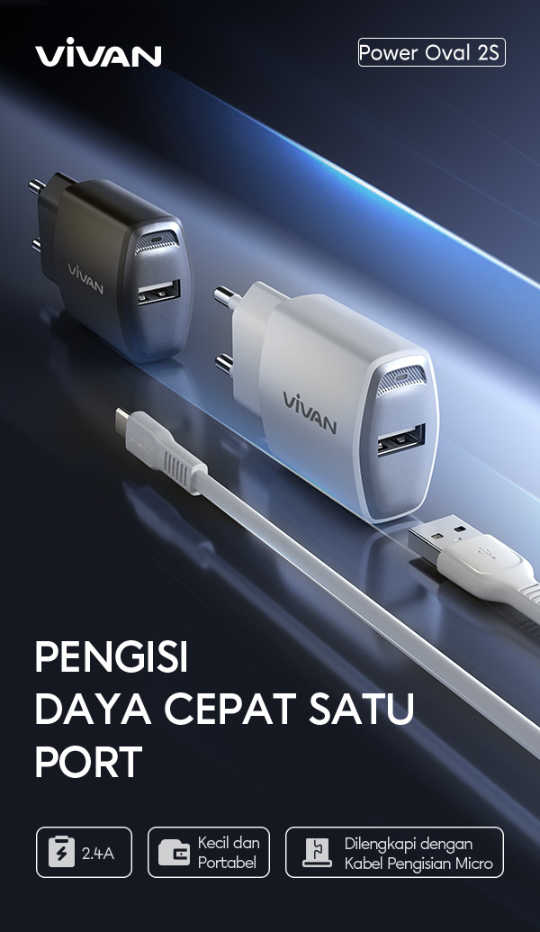 charger vivan power oval2s pengisi daya cepat satu port