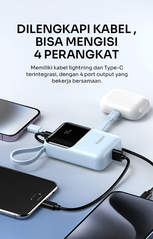 Power Bank Ini Dilengkapi Kabel,Bisa Mengisi 4 Perangkat