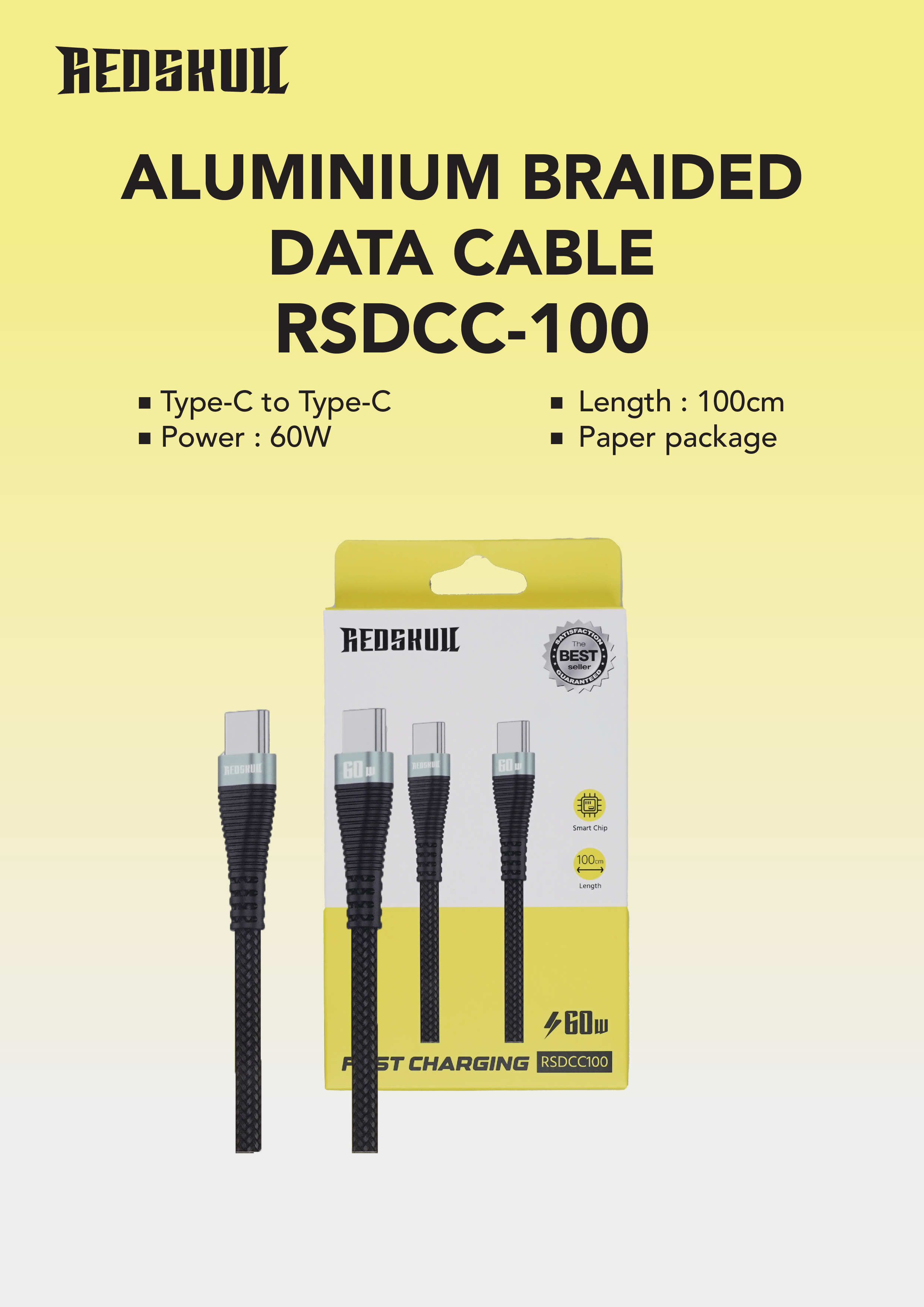 redskull rsdcc100 type-c kabel data didesign alumunium braided