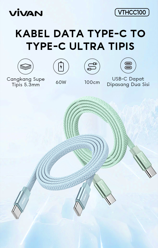 Kabel Data Vivan VTHCC100 type-c to type-c